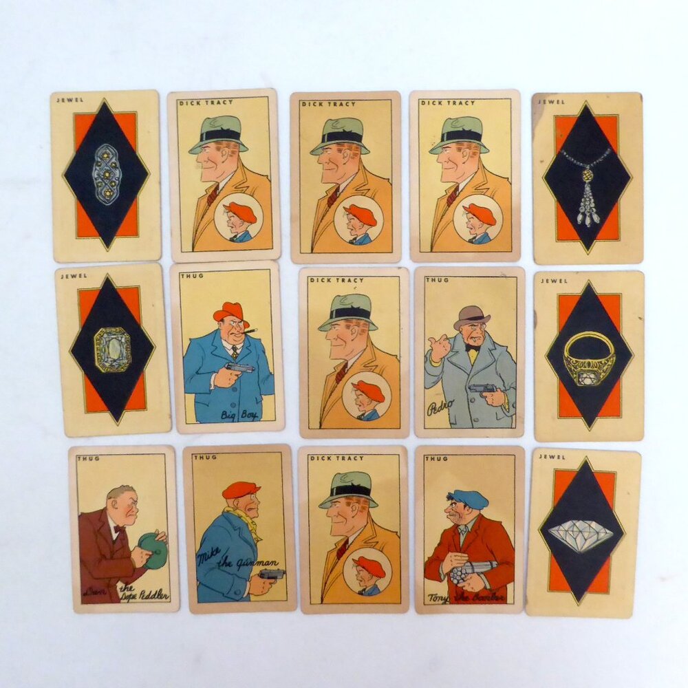 VINTAGE 1934 DICK TRACY WHITMAN PUBLISHING CARD LOT OF 15 CARDS
